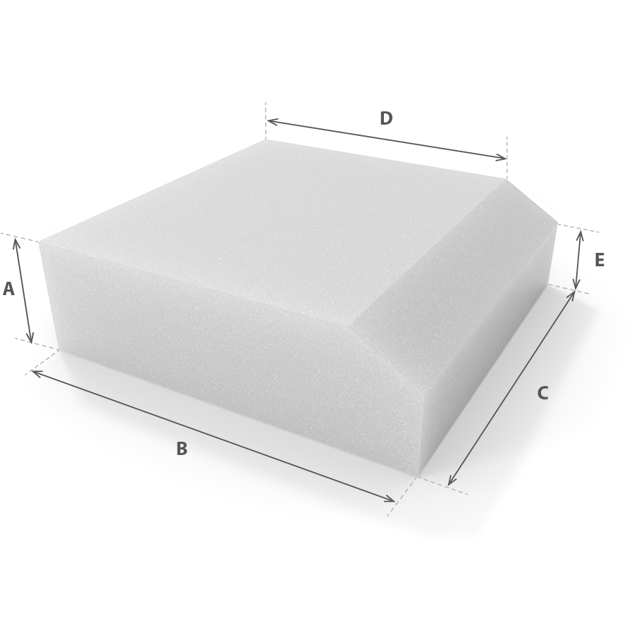 Asiento para Sofá Extraíble en espuma blanca cortada a medida con cotas - Modelo 2 - Corte a medida