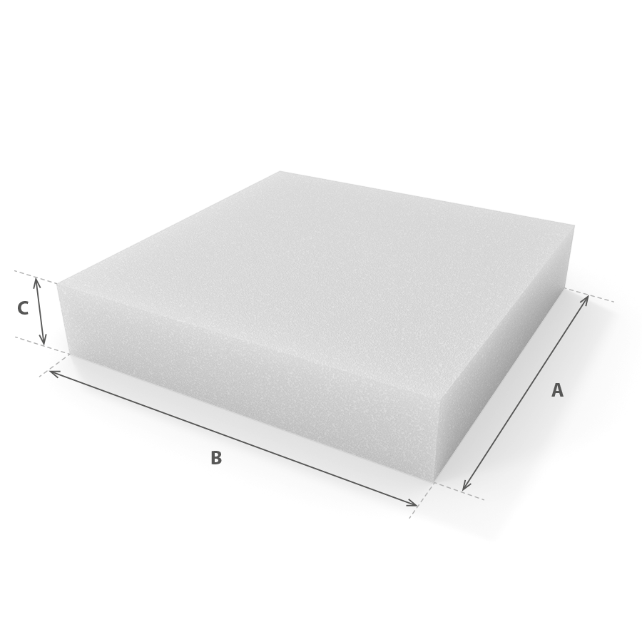 Cuadrada Rectangular en espuma blanca cortada a medida con cotas - Modelo 1 - Corte a medida