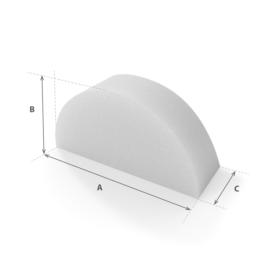 Semicírculo en espuma cortada a medida con cotas - Modelo 3 - Corte a medida