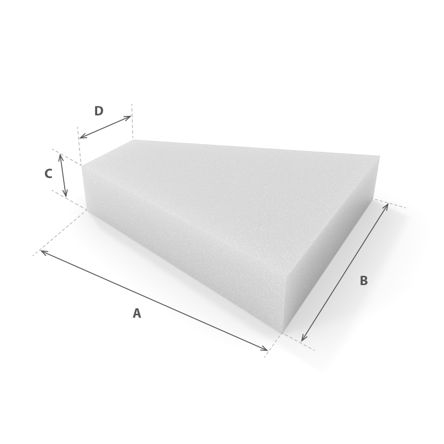 Silla Trapecio en espuma cortada a medida con cotas - Modelo 1 - Corte a medida